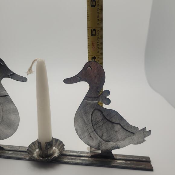 Tin Metal Duck Candle Holder Centerpiece Rustic Farmhouse Primitive Taper Stand - Picture 7 of 8